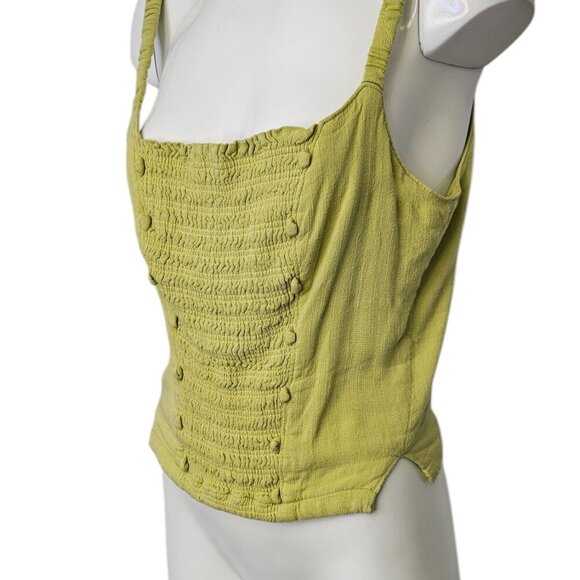 Free People Intimately Womens Smocked Crop Tank, Green, Size Small - Picture 6 of 7